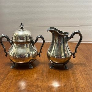 Vintage King George Silver International Cream and Sugar